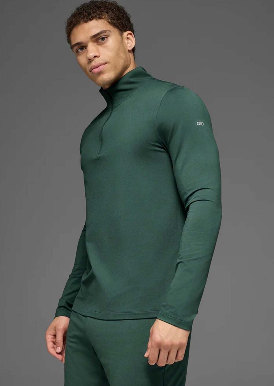Alo Yoga Men's Conquer 1/4 Zip Reform Long Sleeve Top limited Clover Green